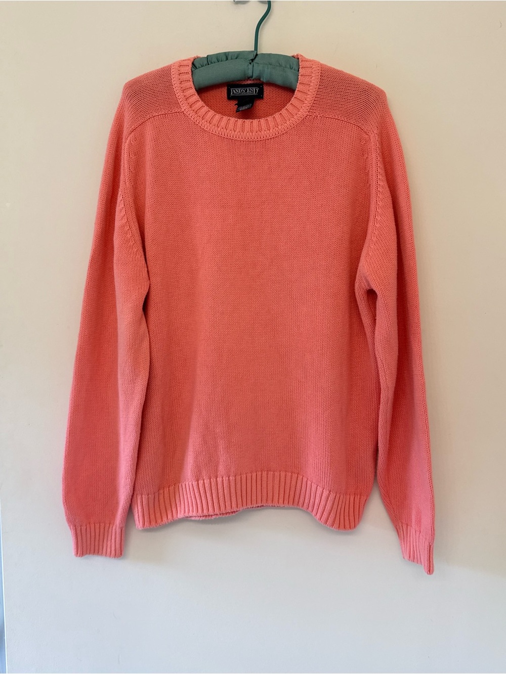 Lands' End Women's Coral Crewneck Sweater 100% cotton